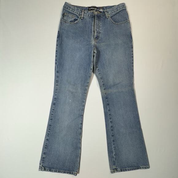 Express Jeans Women’s Flare Leg Blue Denim 100% Cotton Size 9/10R Y2K Vintage - Picture 1 of 10